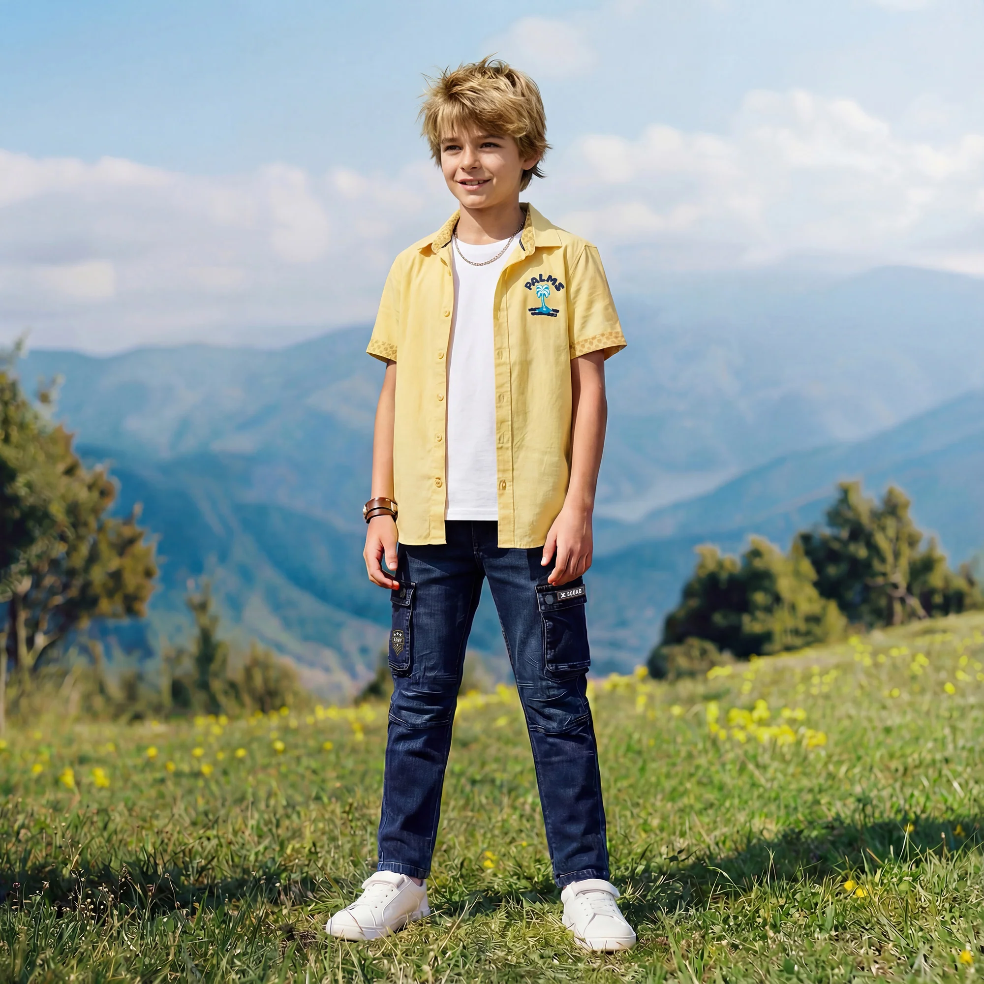Kid's Yellow Regular Fit Shirts - Image 5