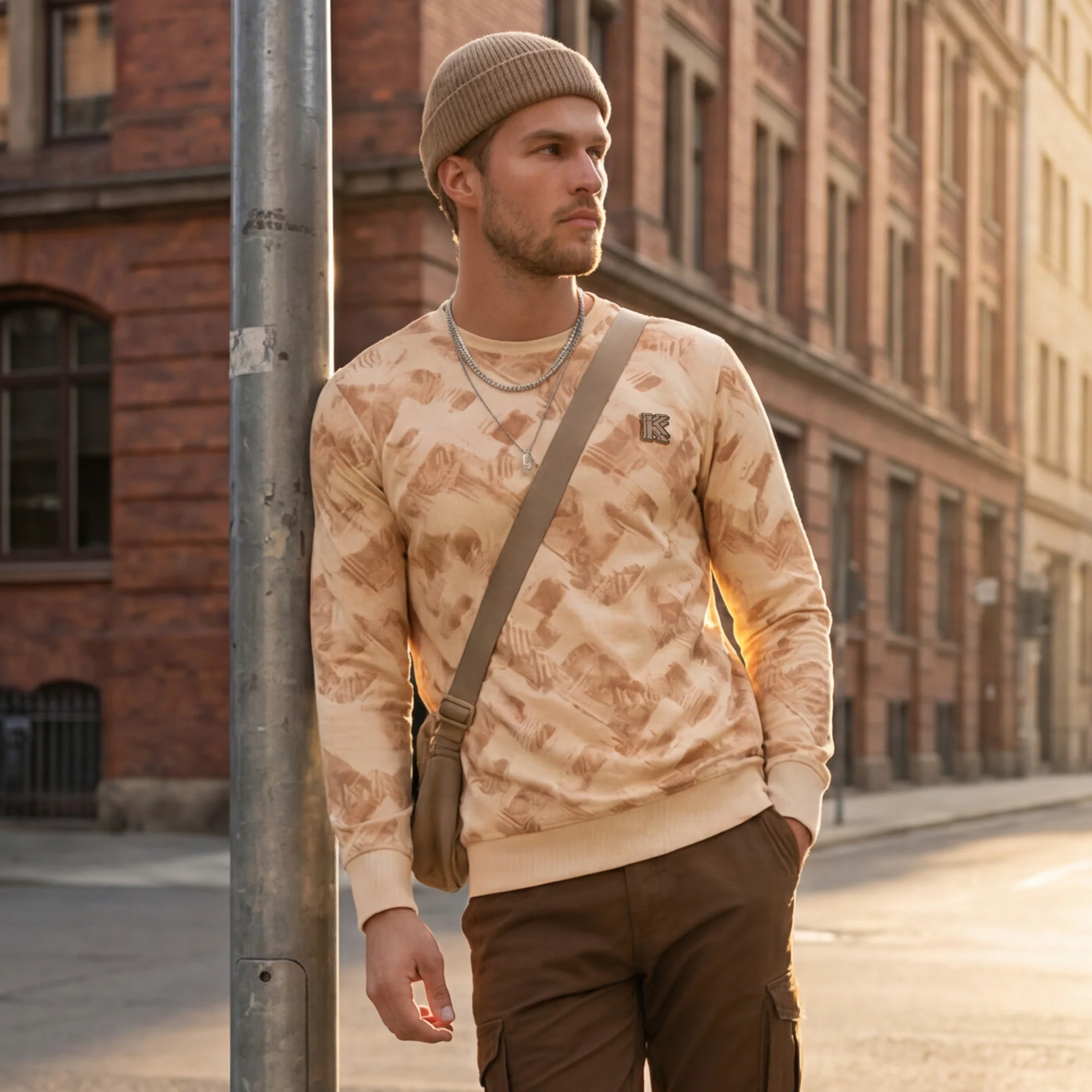 Killer Men Beige Printed Sweat Shirts - Image 2