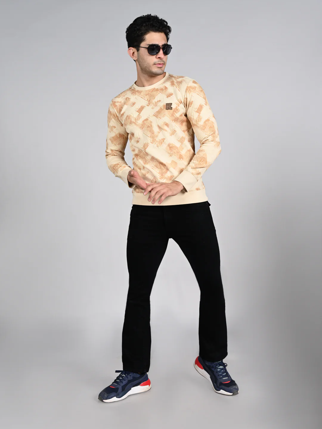 Killer Men Beige Printed Sweat Shirts - Image 3