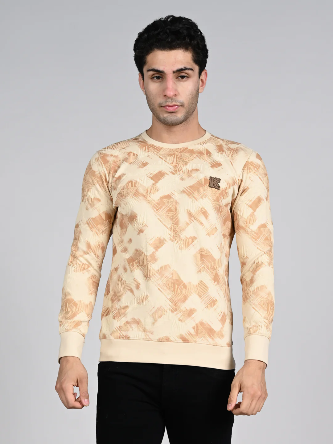Killer Men Beige Printed Sweat Shirts - Image 4