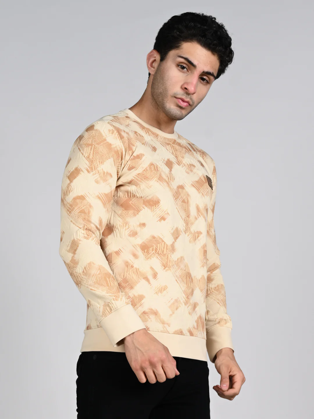 Killer Men Beige Printed Sweat Shirts - Image 5