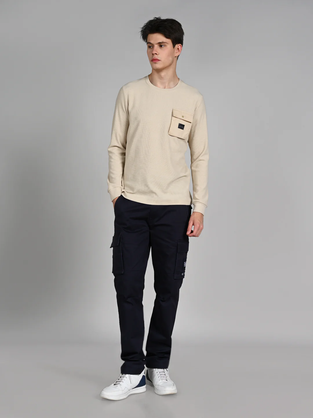Killer Men Beige Solid Slim Fit T-Shirts - Image 3