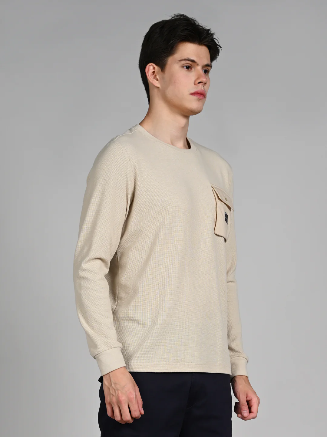 Killer Men Beige Solid Slim Fit T-Shirts - Image 6
