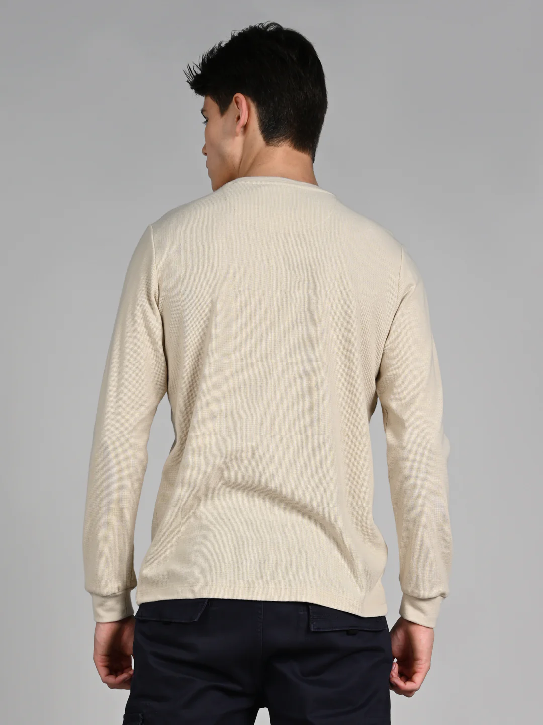 Killer Men Beige Solid Slim Fit T-Shirts - Image 7