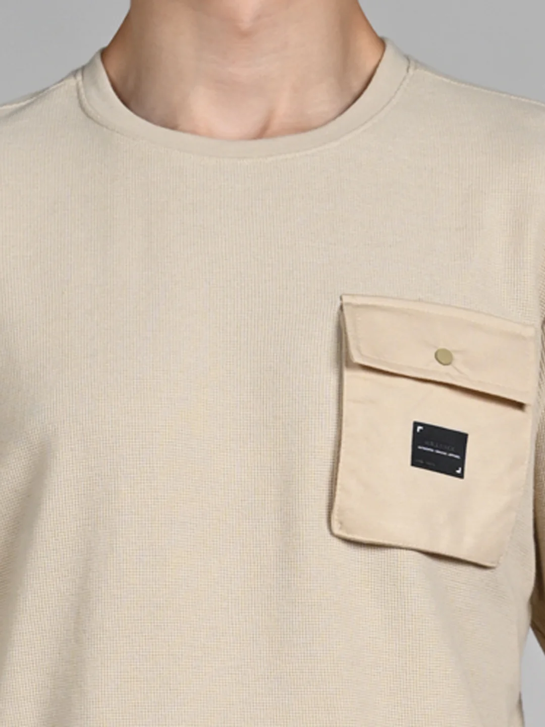 Killer Men Beige Solid Slim Fit T-Shirts - Image 8