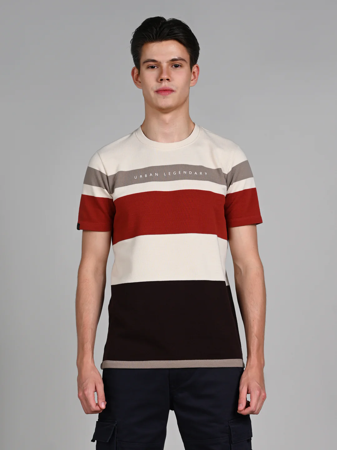 Killer Men Beige Stripe Slim Fit T-Shirts - Image 4