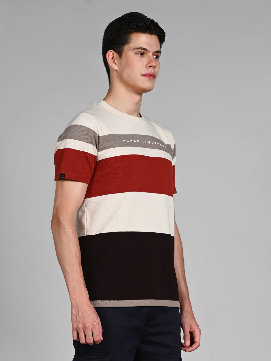 Killer Men Beige Stripe Slim Fit T-Shirts - Image 5