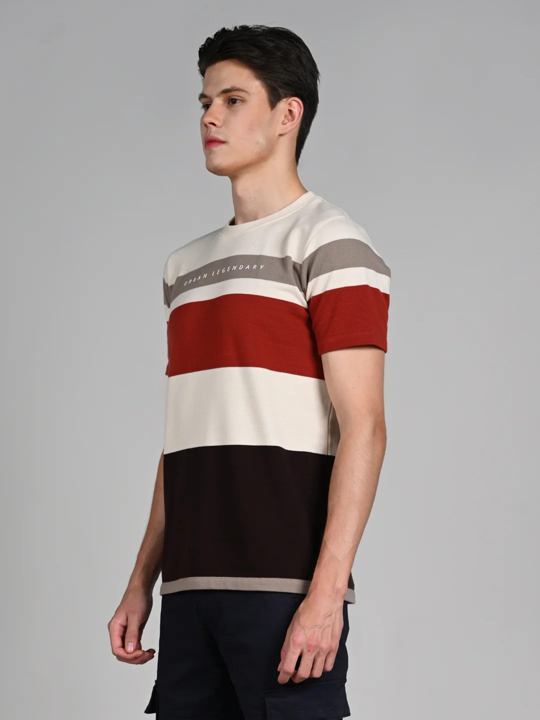 Killer Men Beige Stripe Slim Fit T-Shirts - Image 6