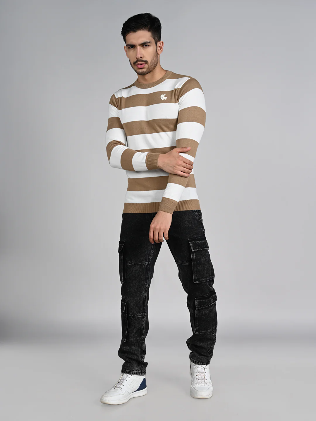 Killer Men Beige Striped Flat Knits - Image 4