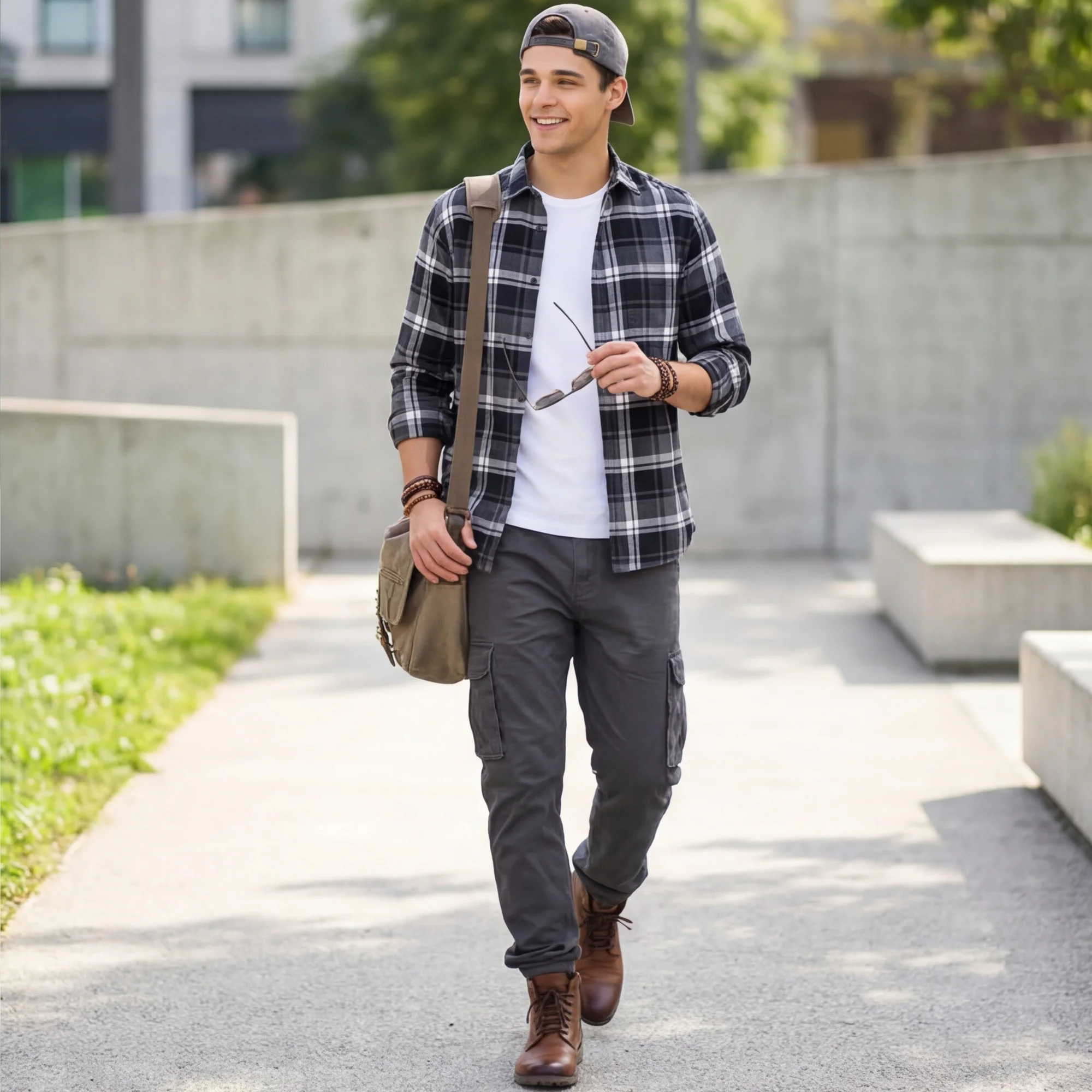 Full Sleeves Slim Fit Black Herringbone Checks Shirt