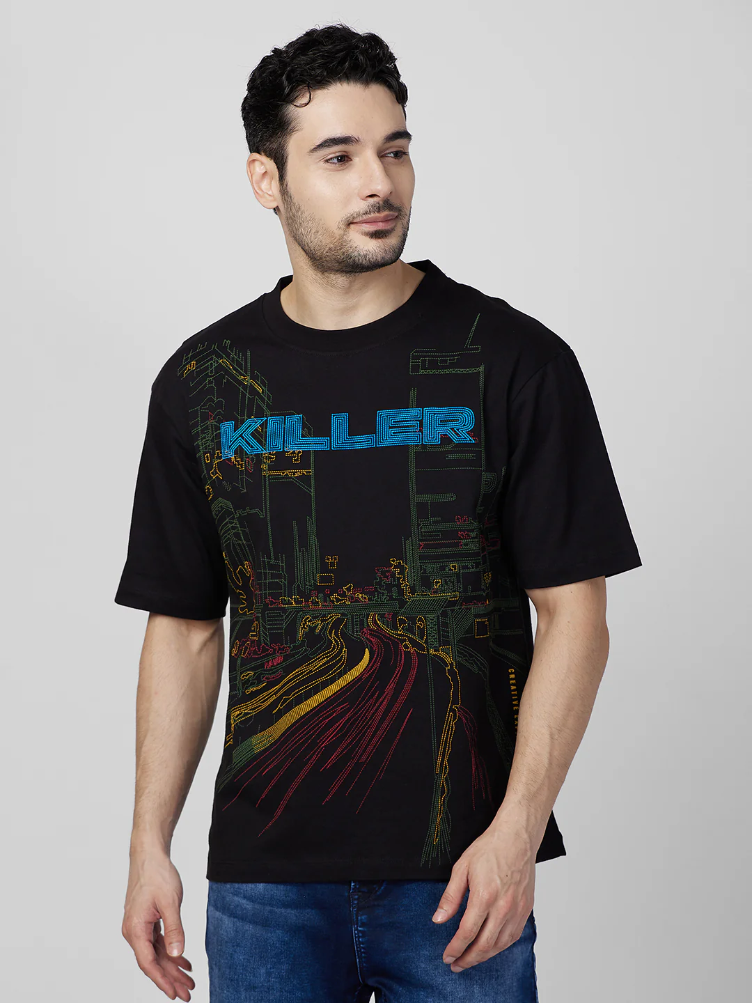 Killer Men Black Printed Round Neck T-Shirts - Image 3