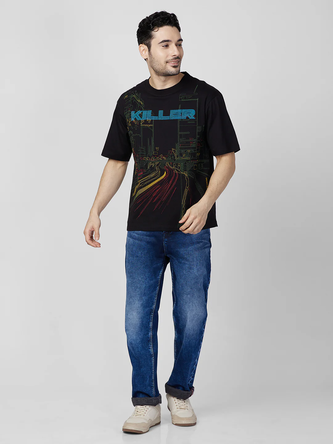 Killer Men Black Printed Round Neck T-Shirts - Image 4