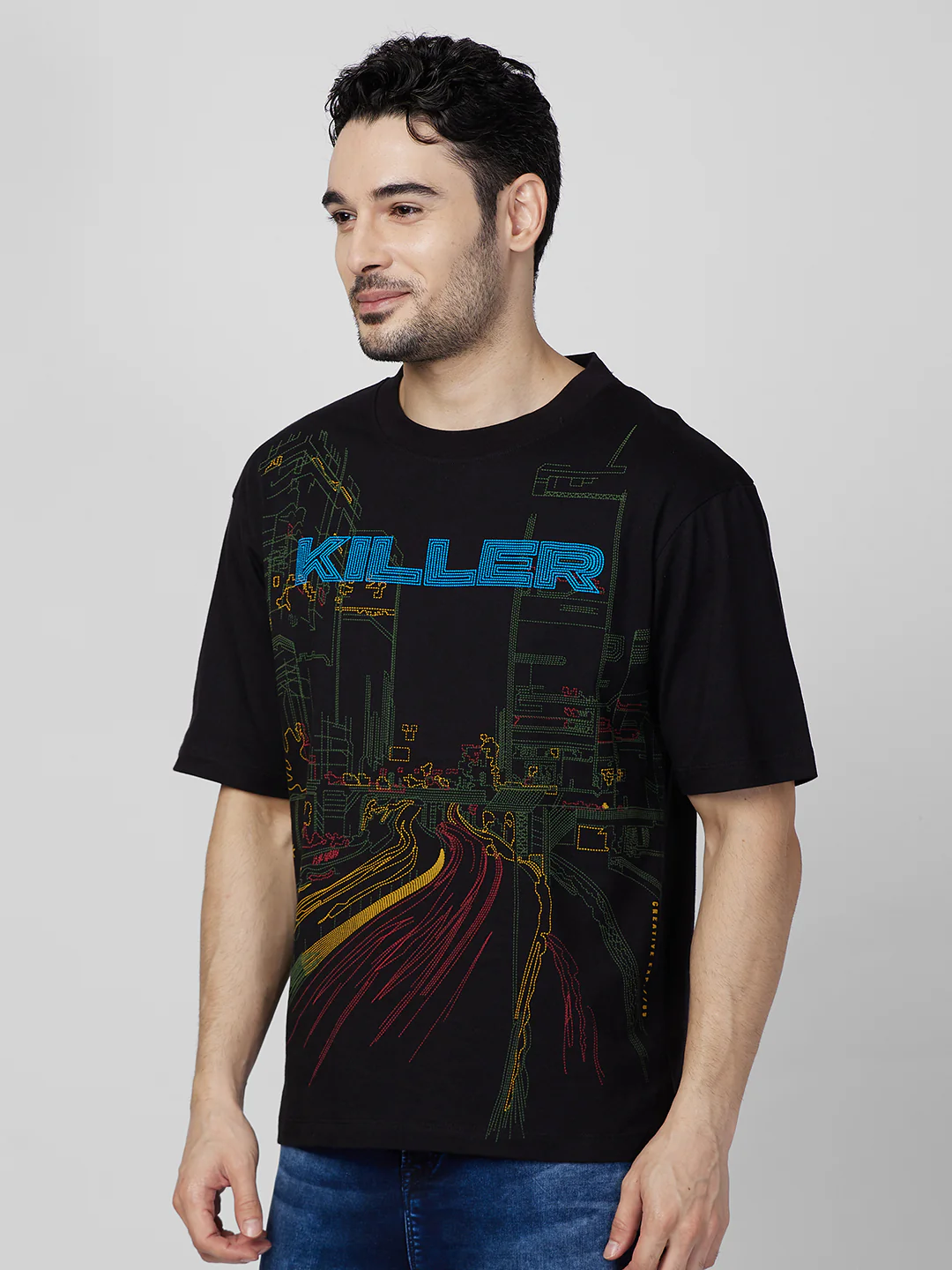 Killer Men Black Printed Round Neck T-Shirts - Image 6