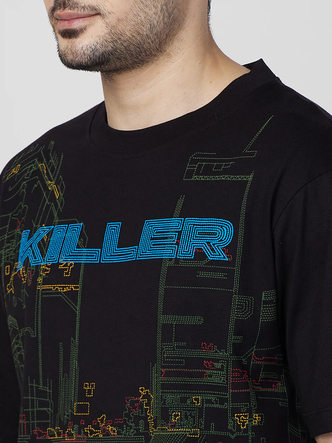 Killer Men Black Printed Round Neck T-Shirts - Image 7