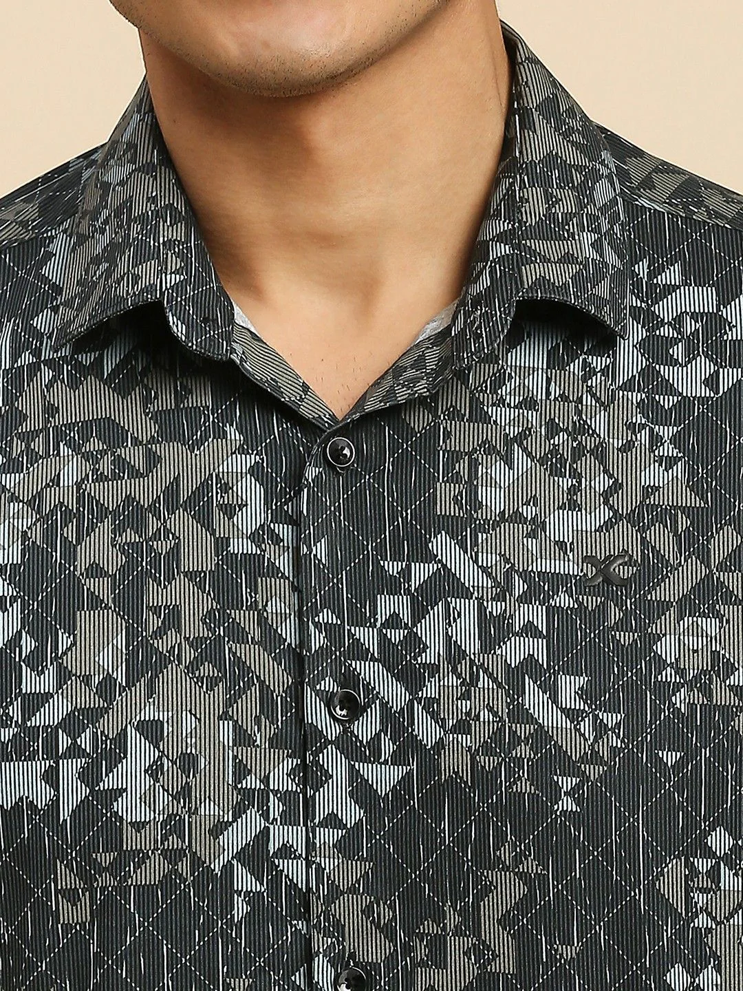 Full Sleeves Slim Fit Black all-over Abstract Geometric print Shirt - Image 7