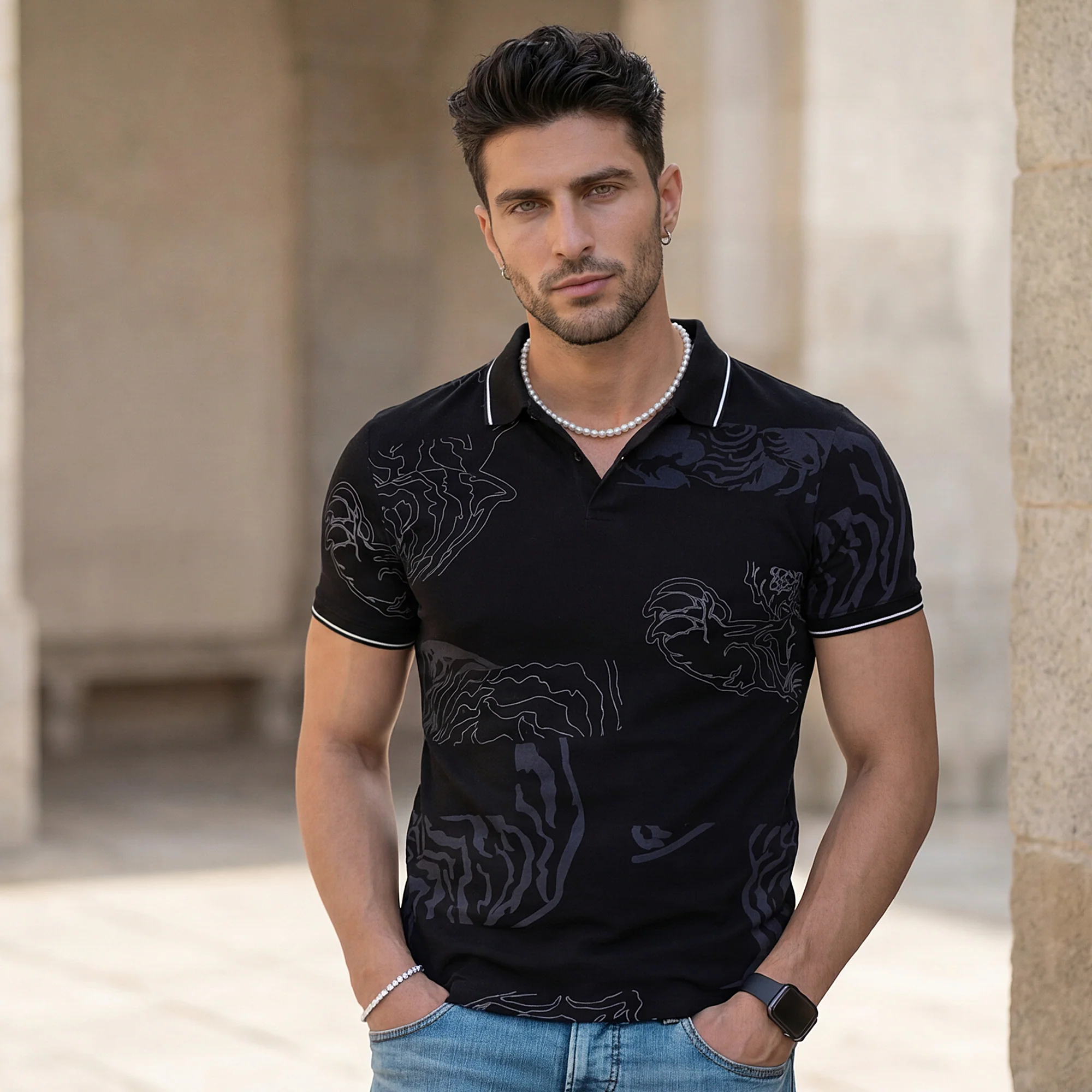 Killer Men Black Printed Slim Fit T-Shirt - Image 2