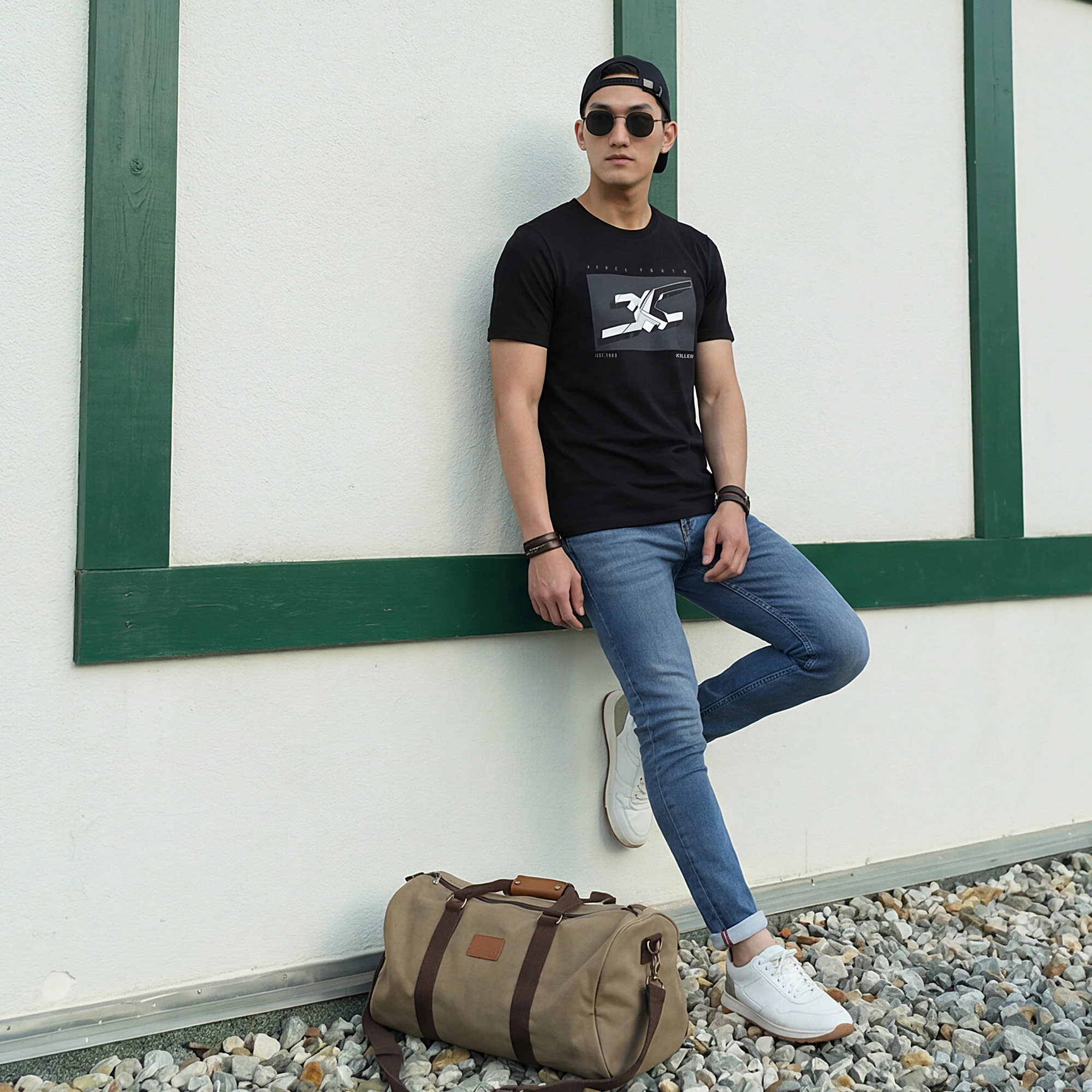 Killer Men Black Printed Slim Fit T-Shirts