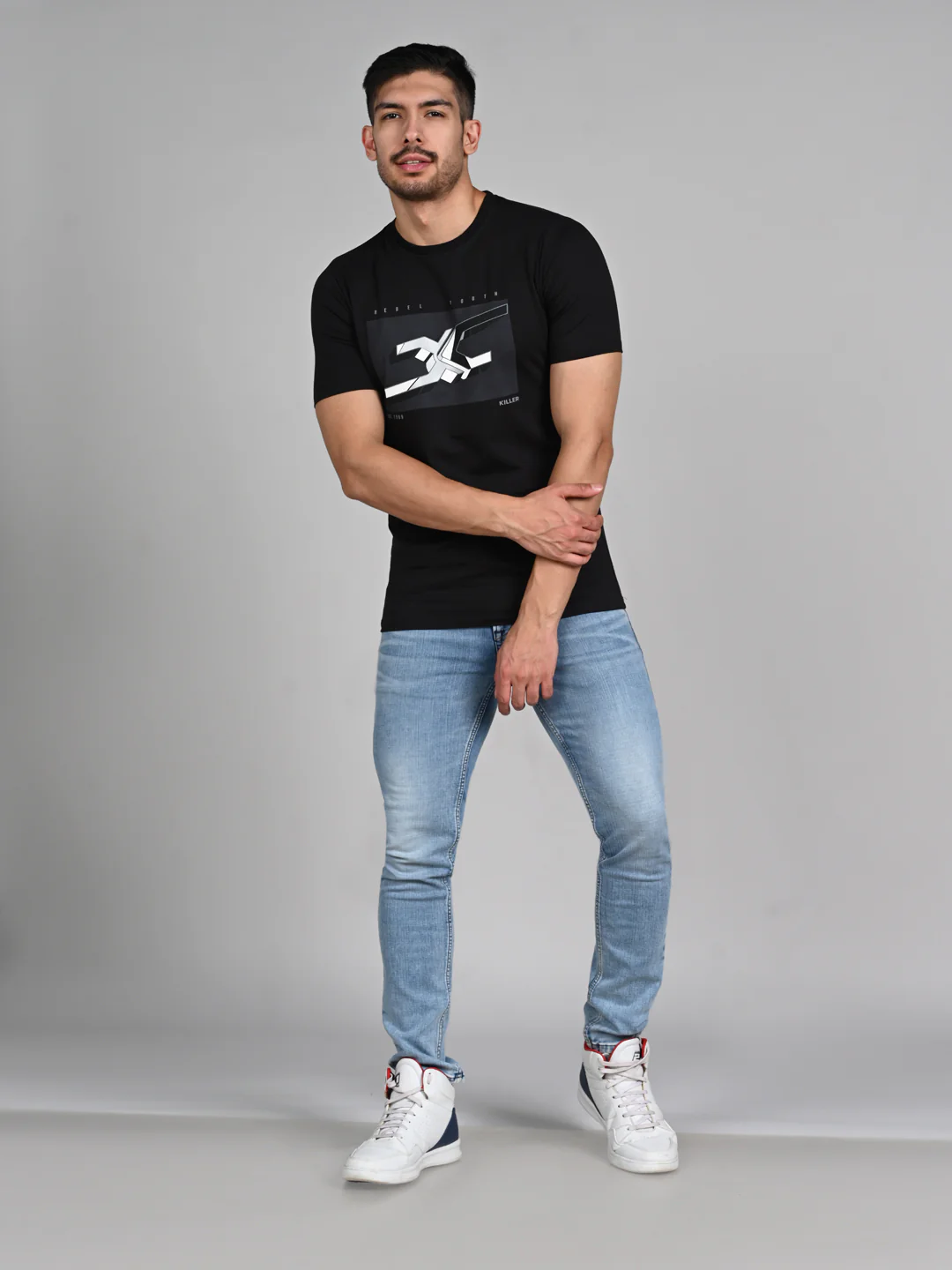 Killer Men Black Printed Slim Fit T-Shirts - Image 3