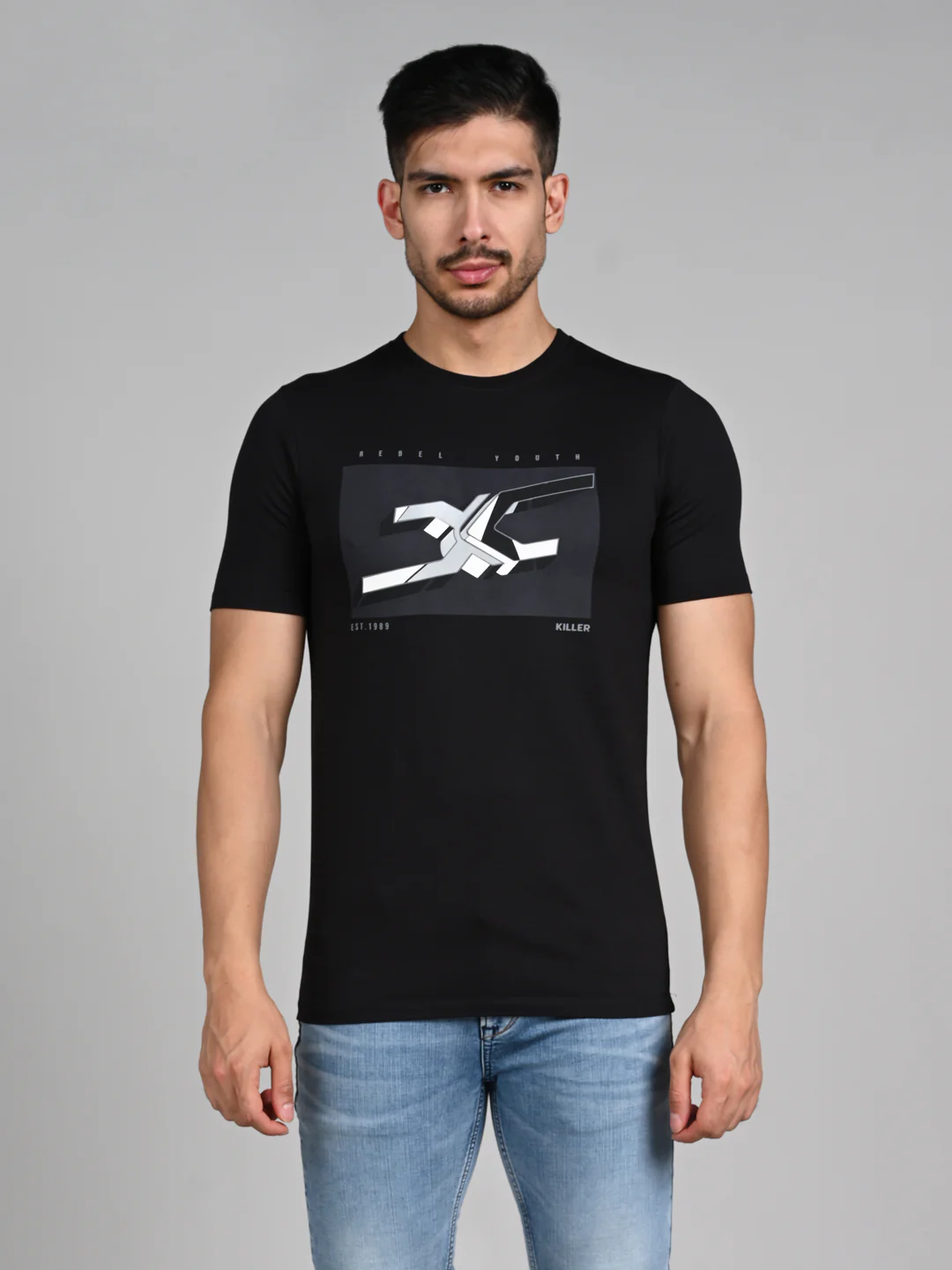 Killer Men Black Printed Slim Fit T-Shirts - Image 4