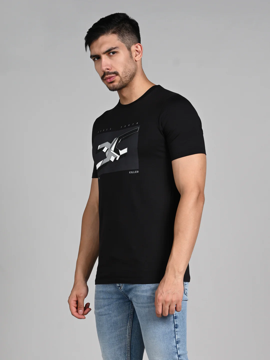Killer Men Black Printed Slim Fit T-Shirts - Image 6