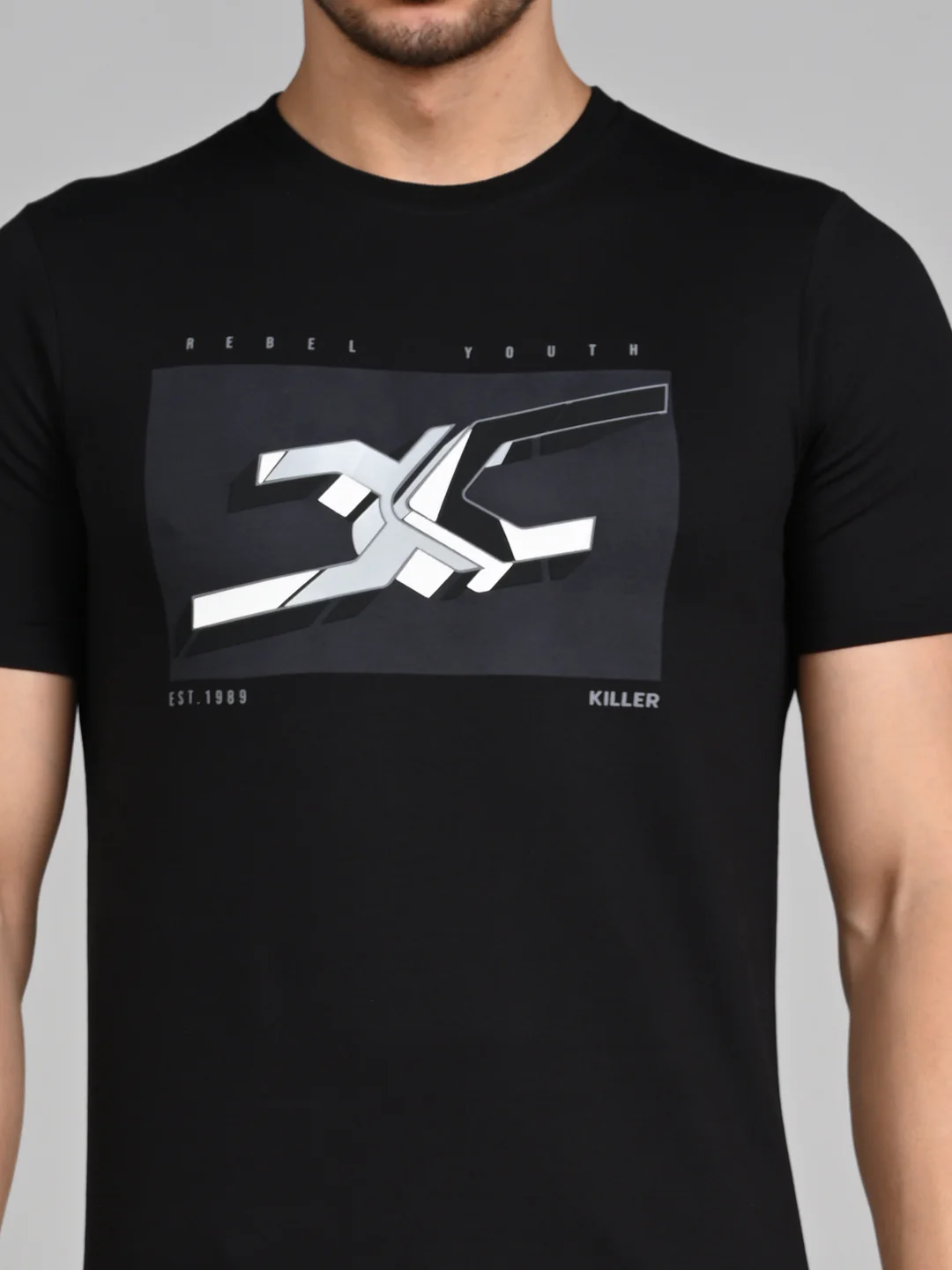 Killer Men Black Printed Slim Fit T-Shirts - Image 8