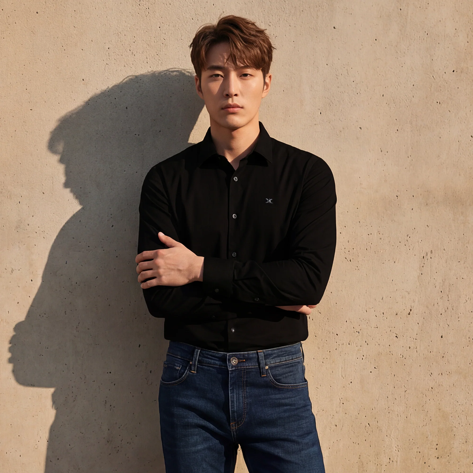 Full sleeves Slim Fit Black Premium Satin Solid Shirt - Image 2