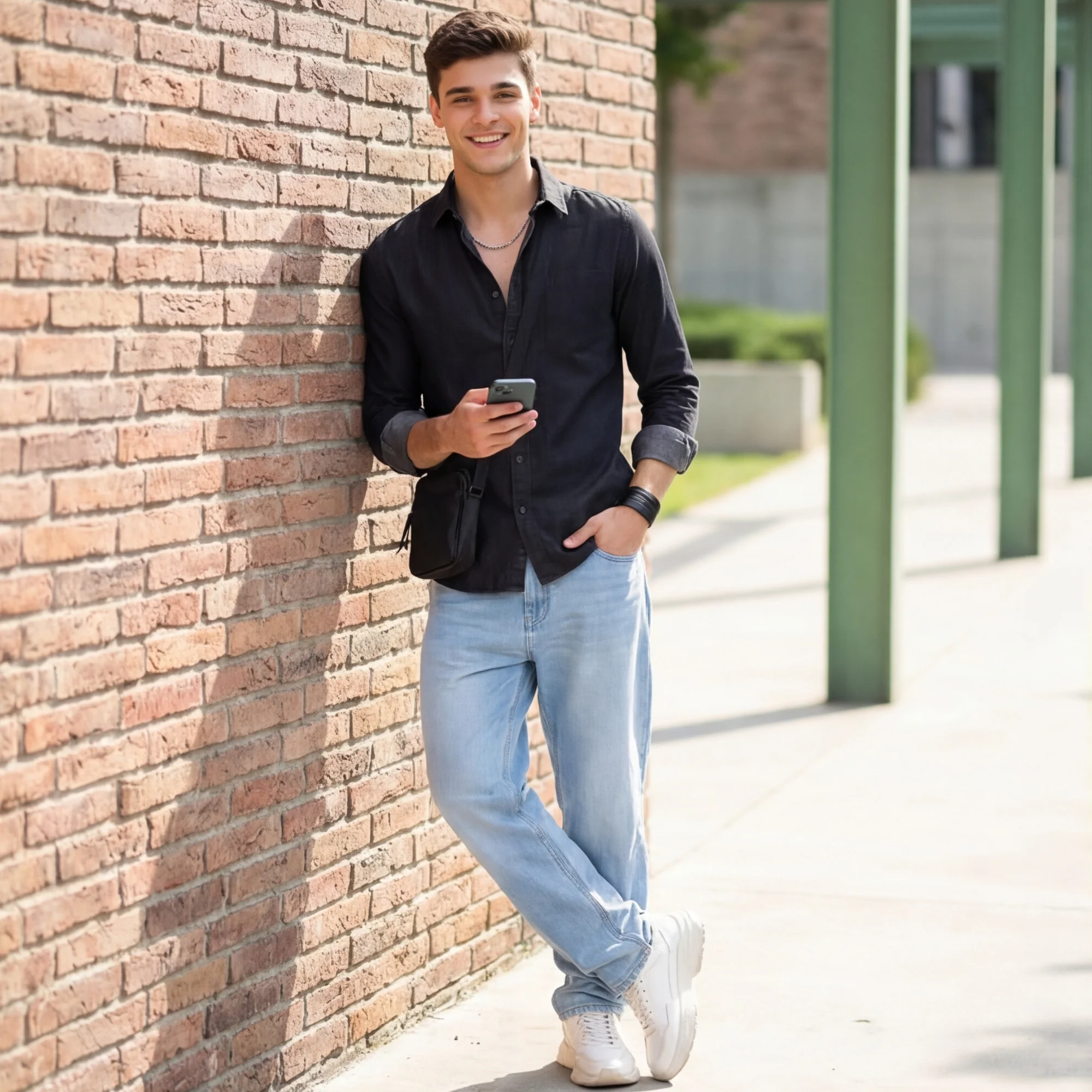 Full Sleeves Slim Fit Black Dark Wash Denim Solid Shirt