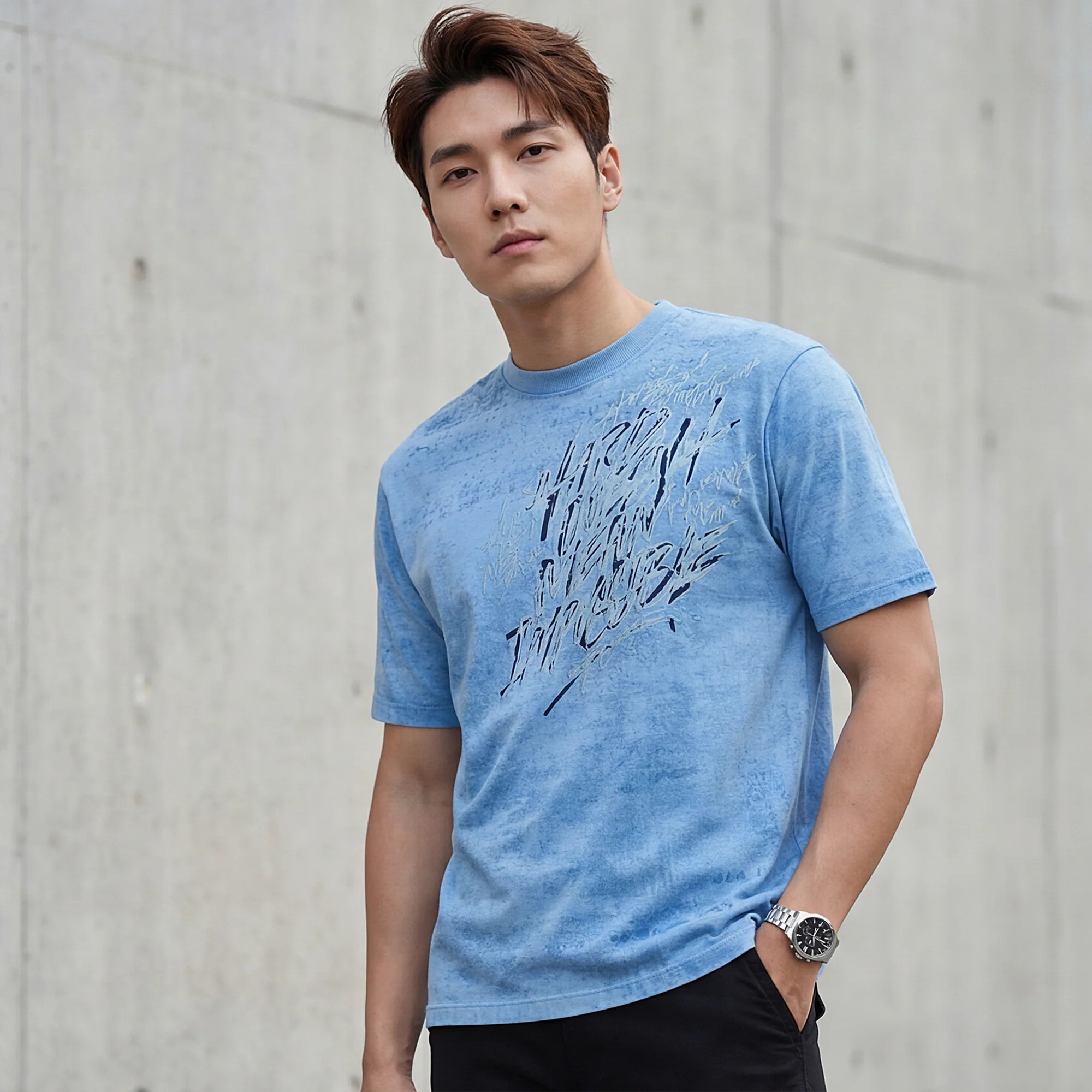 Killer Men Blue Printed Round Neck T-Shirts - Image 2
