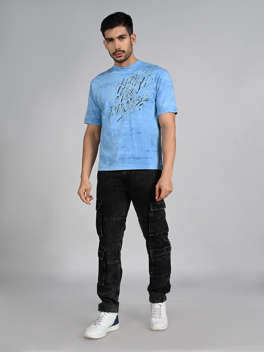 Killer Men Blue Printed Round Neck T-Shirts - Image 3