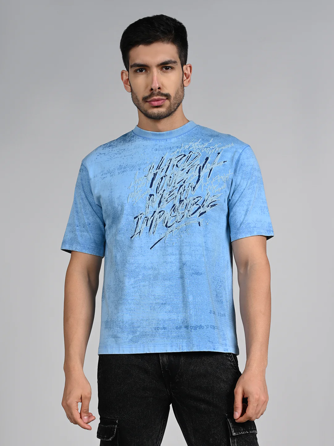 Killer Men Blue Printed Round Neck T-Shirts - Image 4