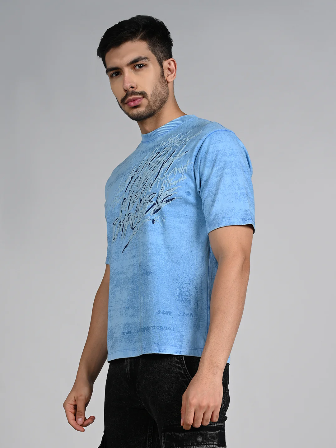 Killer Men Blue Printed Round Neck T-Shirts - Image 5