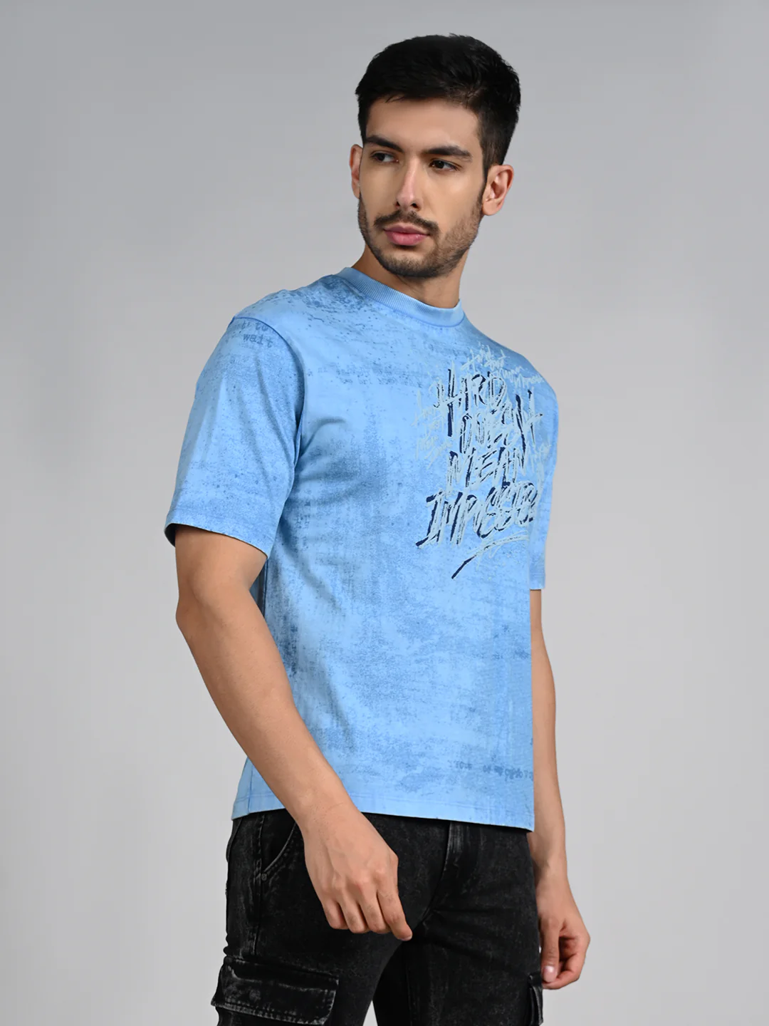 Killer Men Blue Printed Round Neck T-Shirts - Image 6