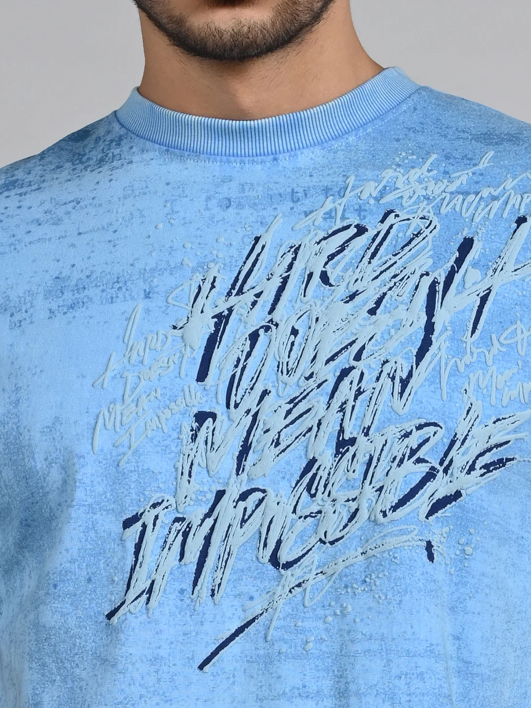Killer Men Blue Printed Round Neck T-Shirts - Image 8