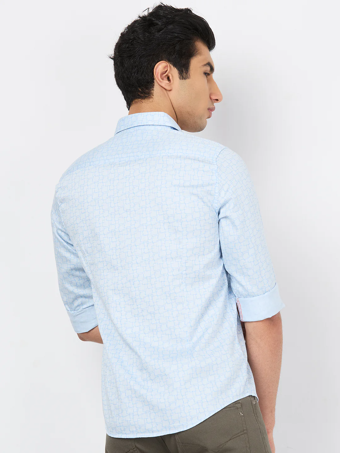 Full sleeves Slim Fit Blue Geomatric Linear Print Shirt - Image 5