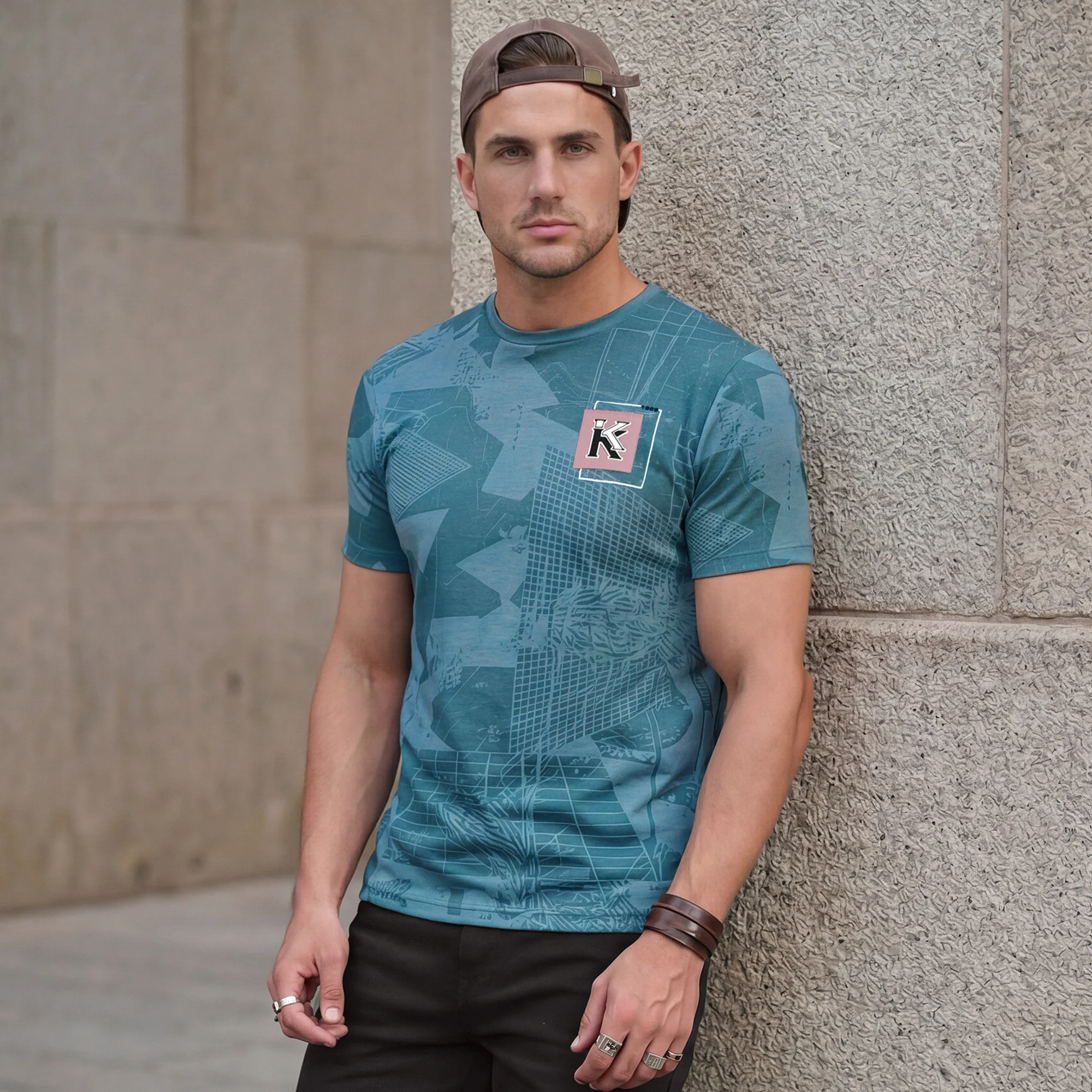 Killer Men Blue Printed Slim Fit T-Shirts - Image 2