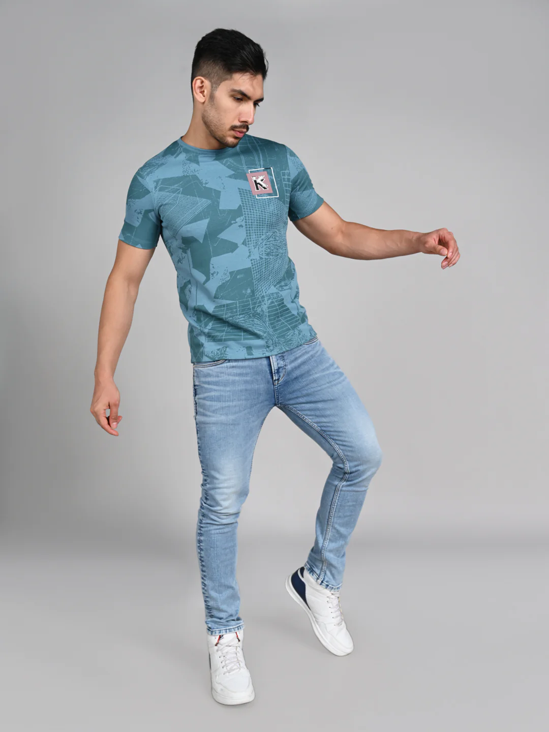 Killer Men Blue Printed Slim Fit T-Shirts - Image 3
