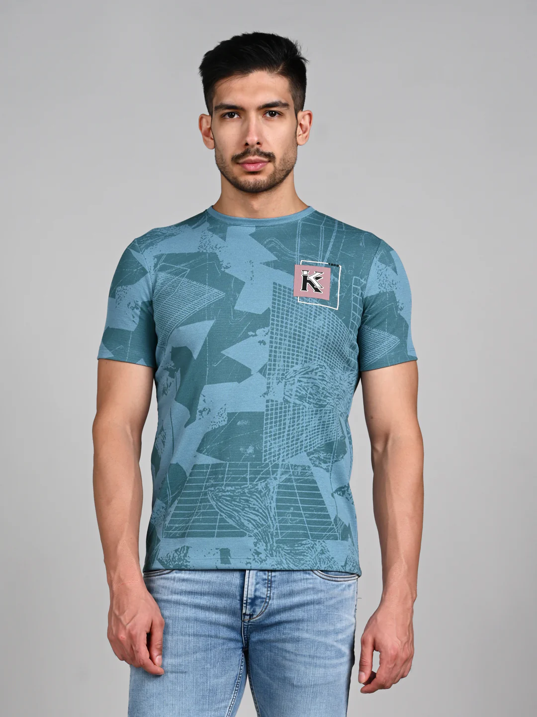 Killer Men Blue Printed Slim Fit T-Shirts - Image 4