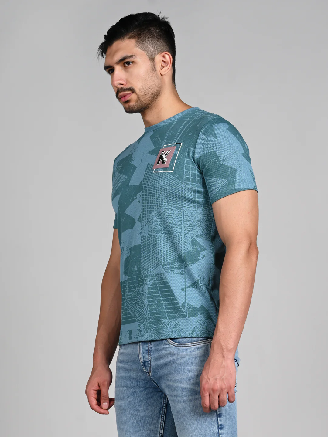 Killer Men Blue Printed Slim Fit T-Shirts - Image 5