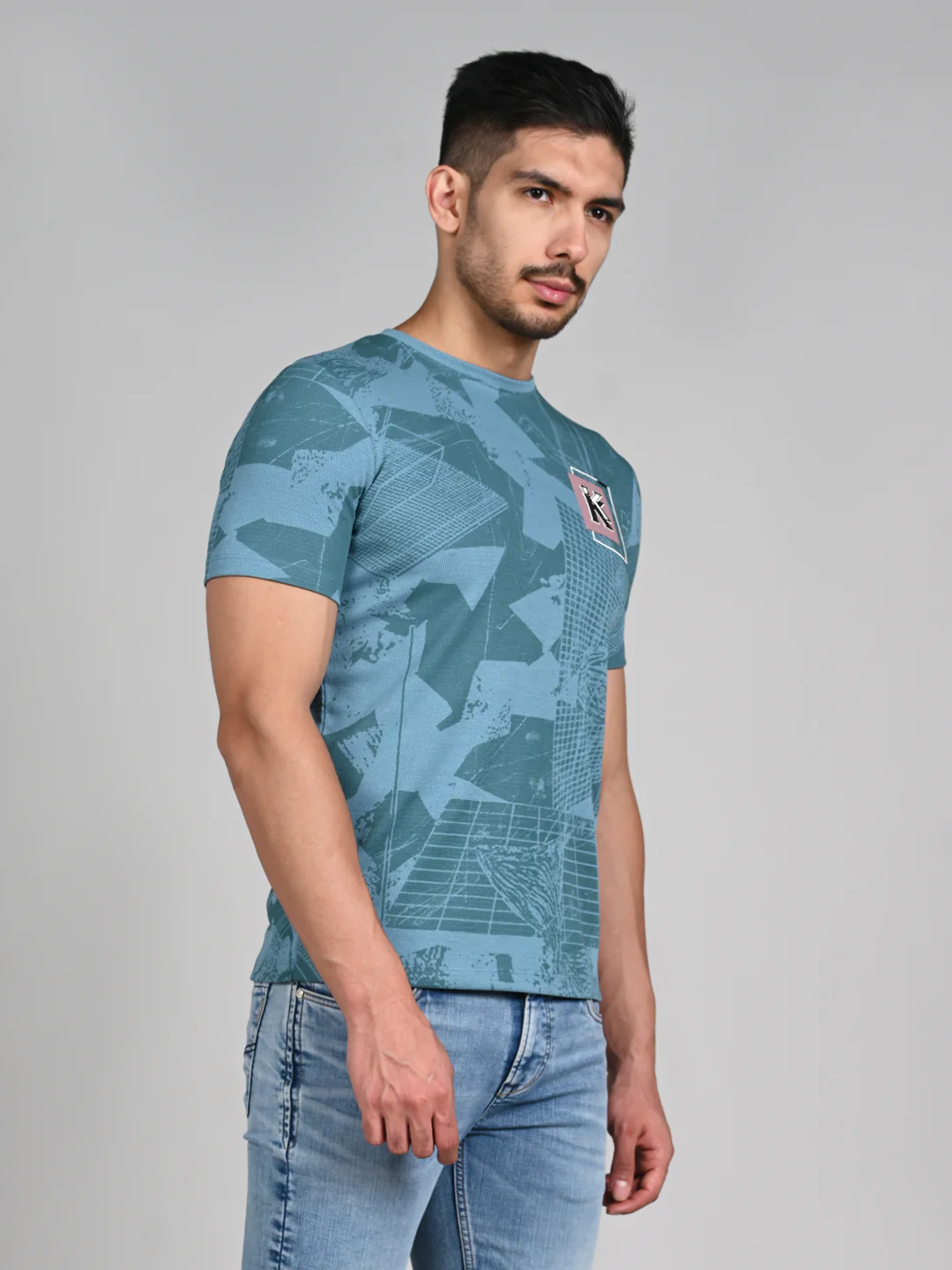 Killer Men Blue Printed Slim Fit T-Shirts - Image 6