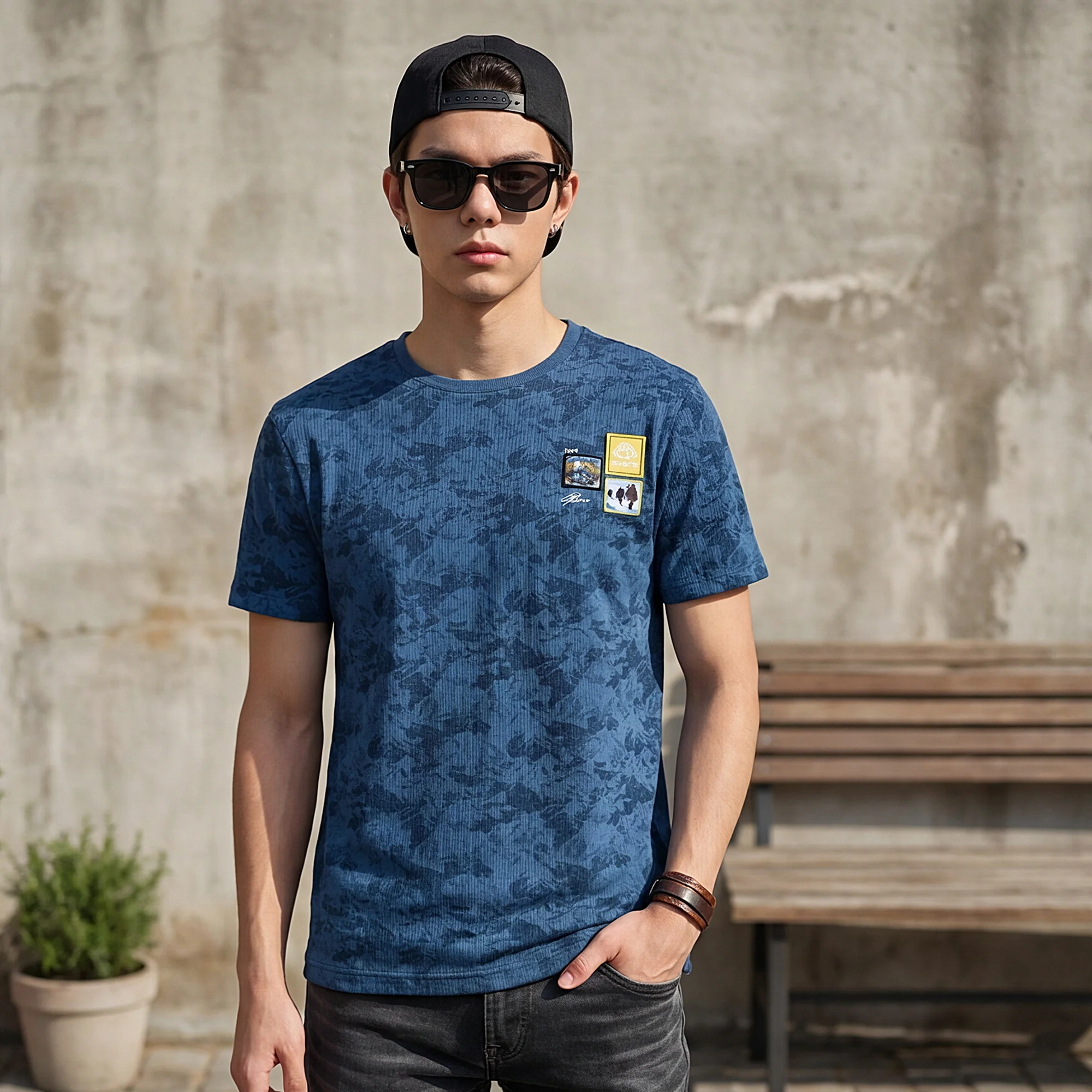Killer Men Blue Printed Slim Fit T-Shirts - Image 2
