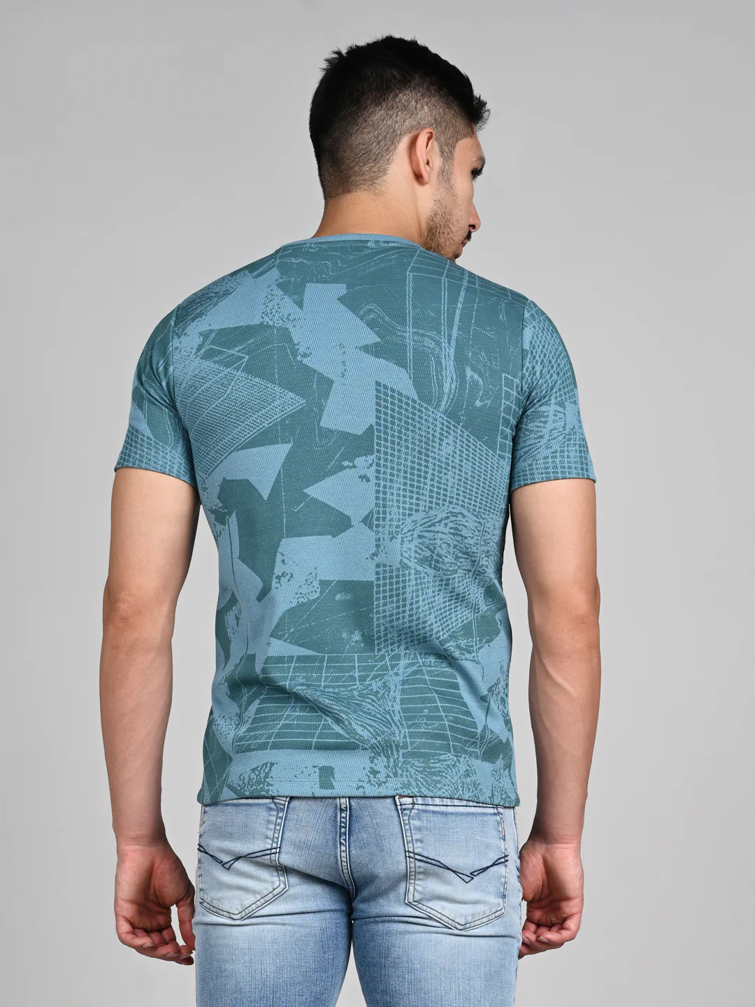 Killer Men Blue Printed Slim Fit T-Shirts - Image 7
