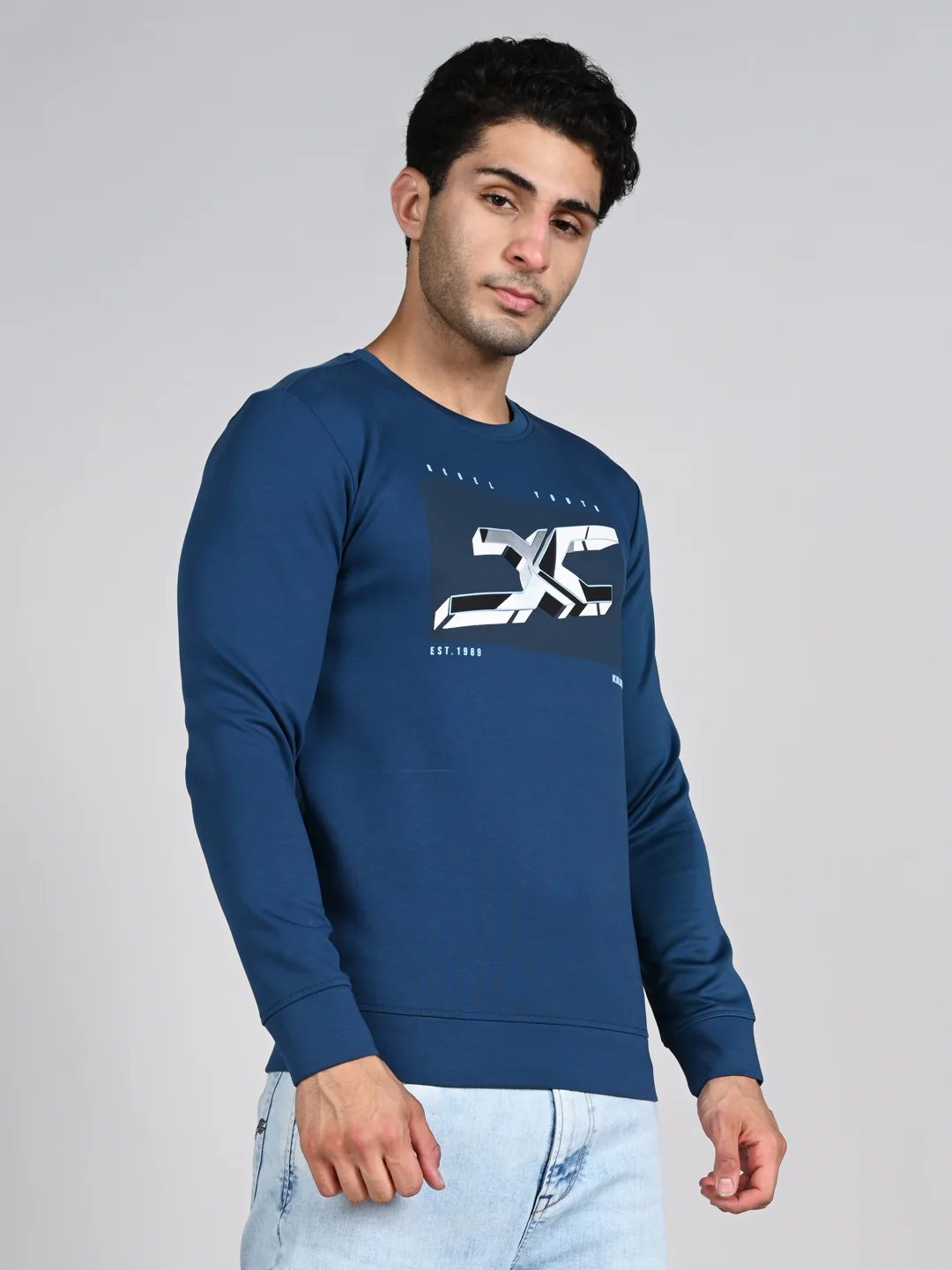 Killer Men Blue Printed Sweat Shirts - Image 5
