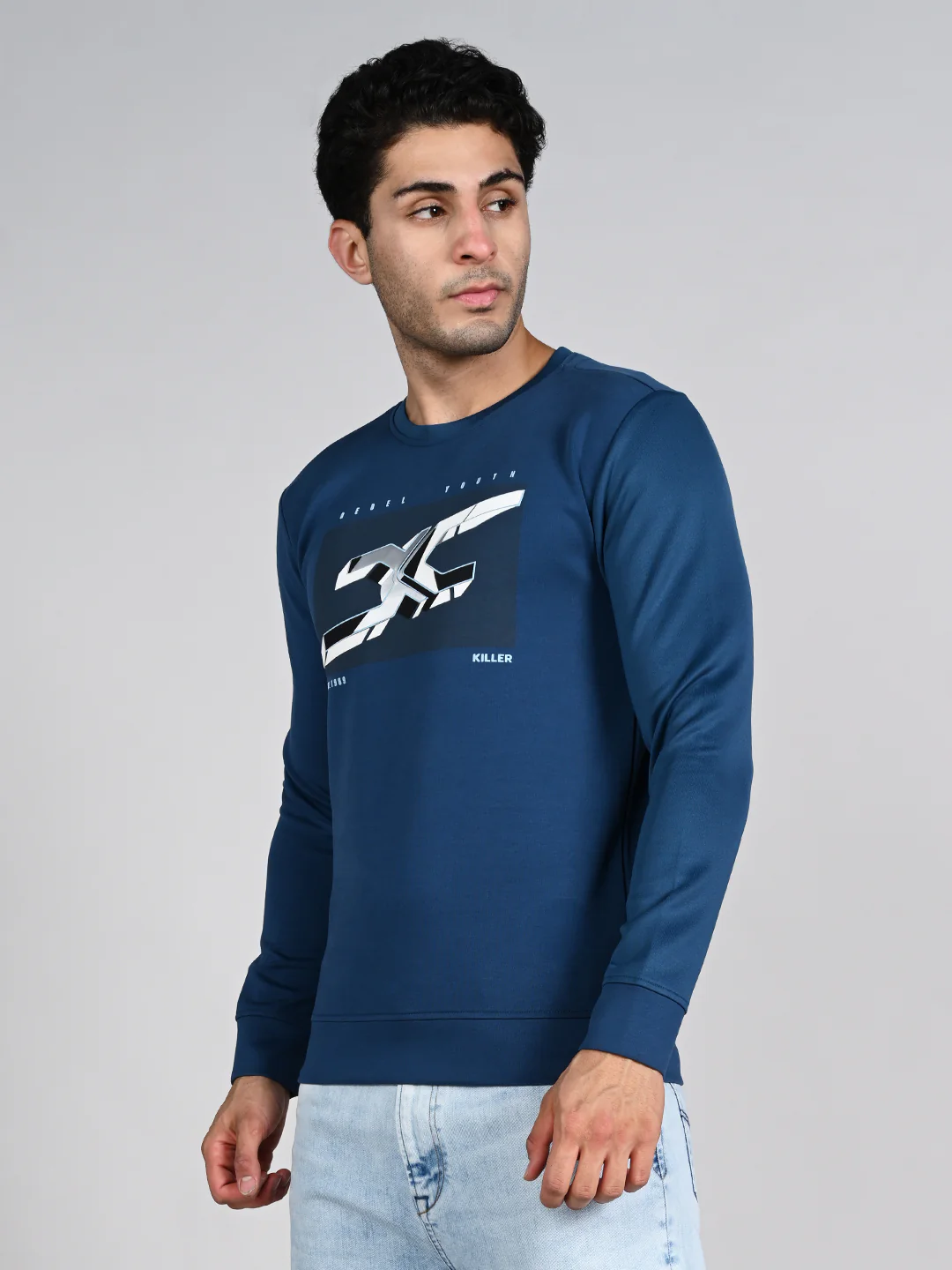 Killer Men Blue Printed Sweat Shirts - Image 6