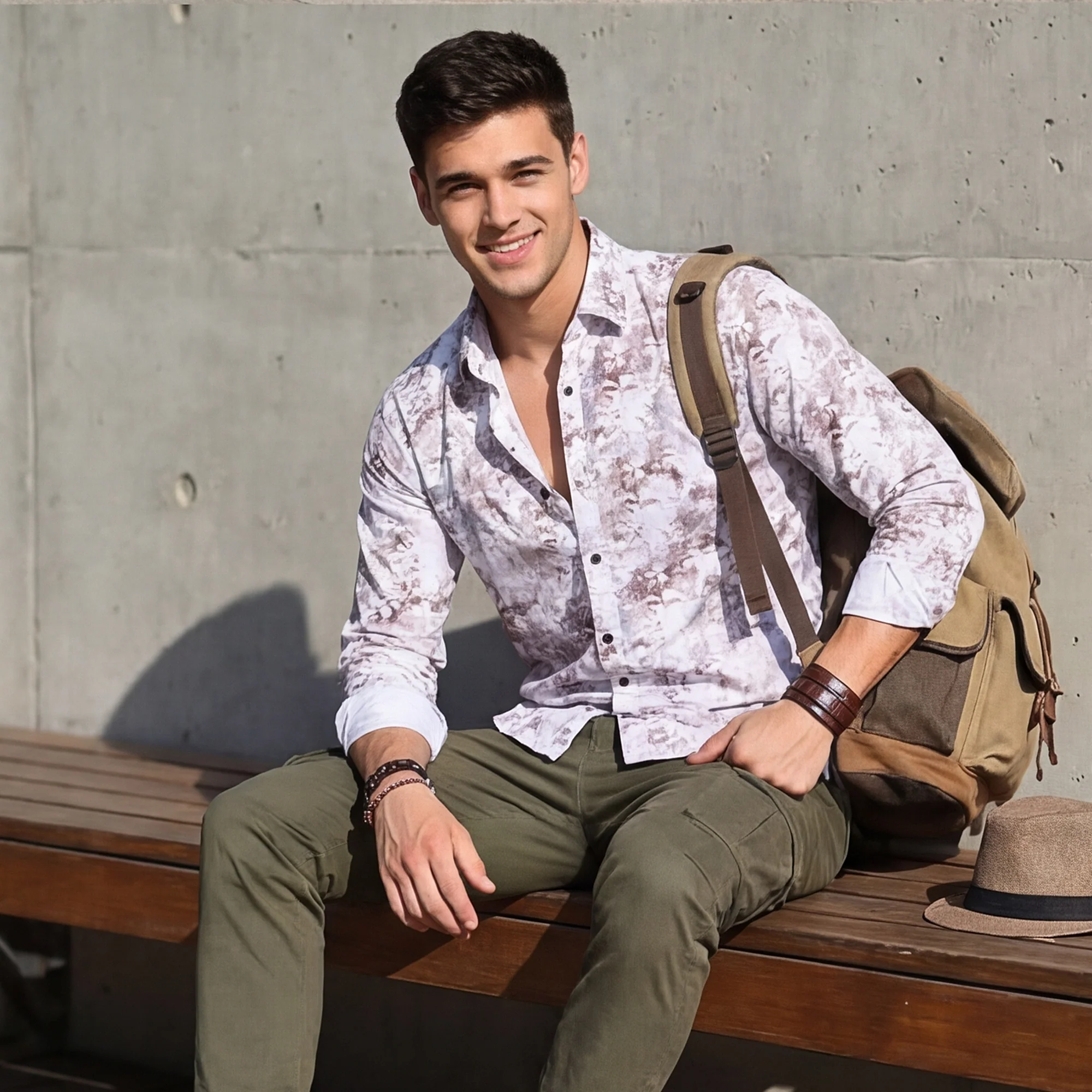 Full Sleeves Slim Fit Brown All-Over Grunge Floral Print Shirt - Image 2
