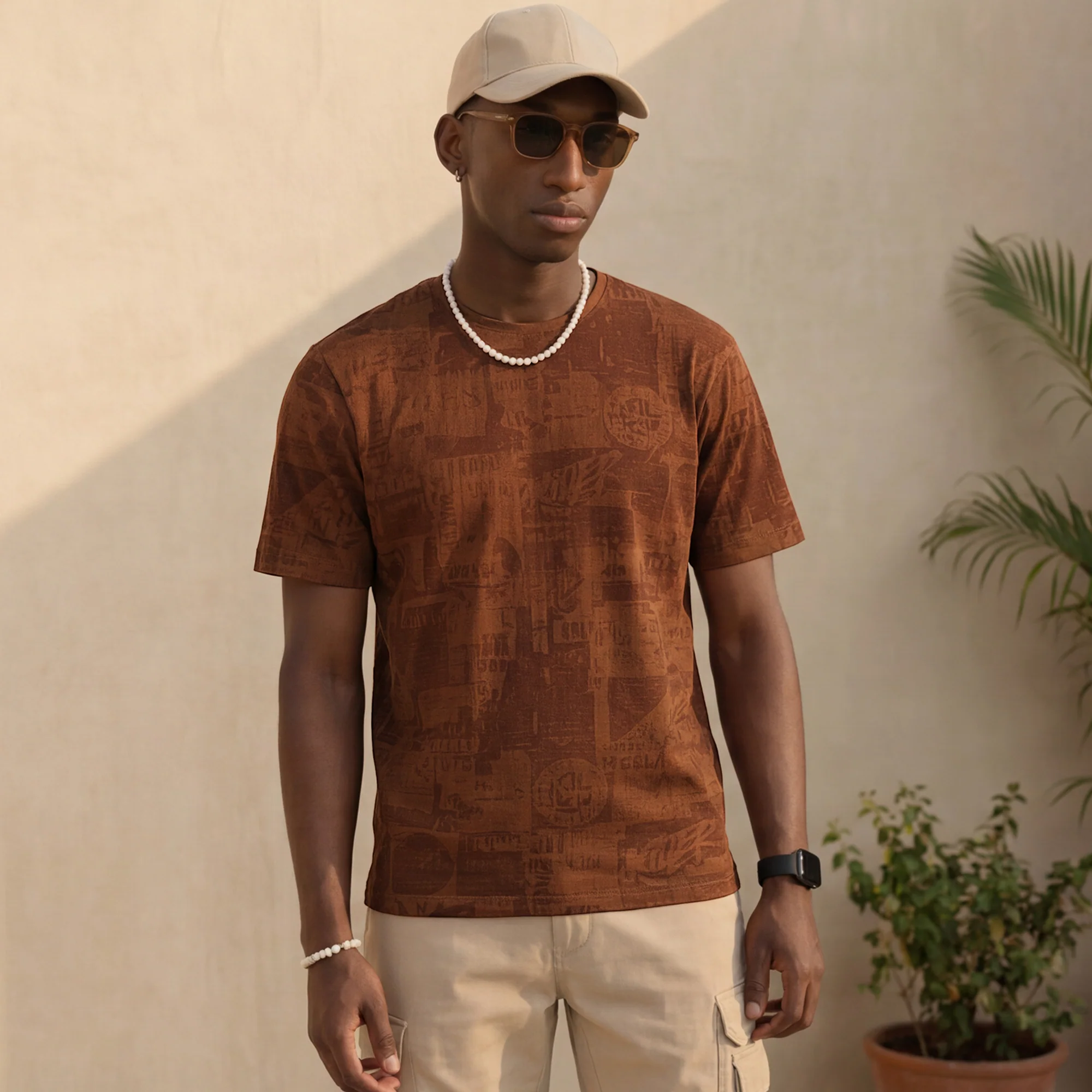 Killer Men Brown Printed Slim Fit T-Shirts - Image 2