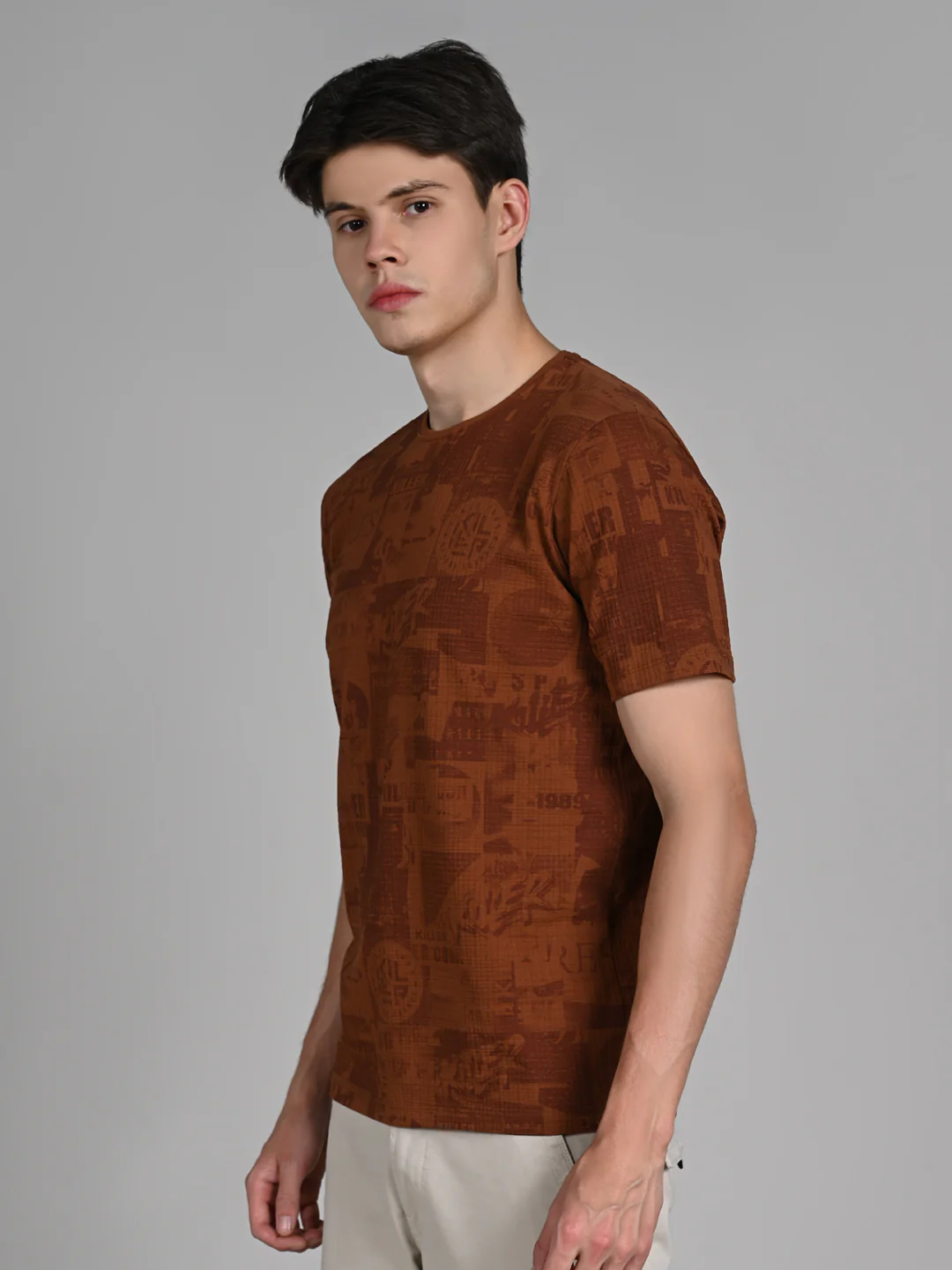 Killer Men Brown Printed Slim Fit T-Shirts - Image 6