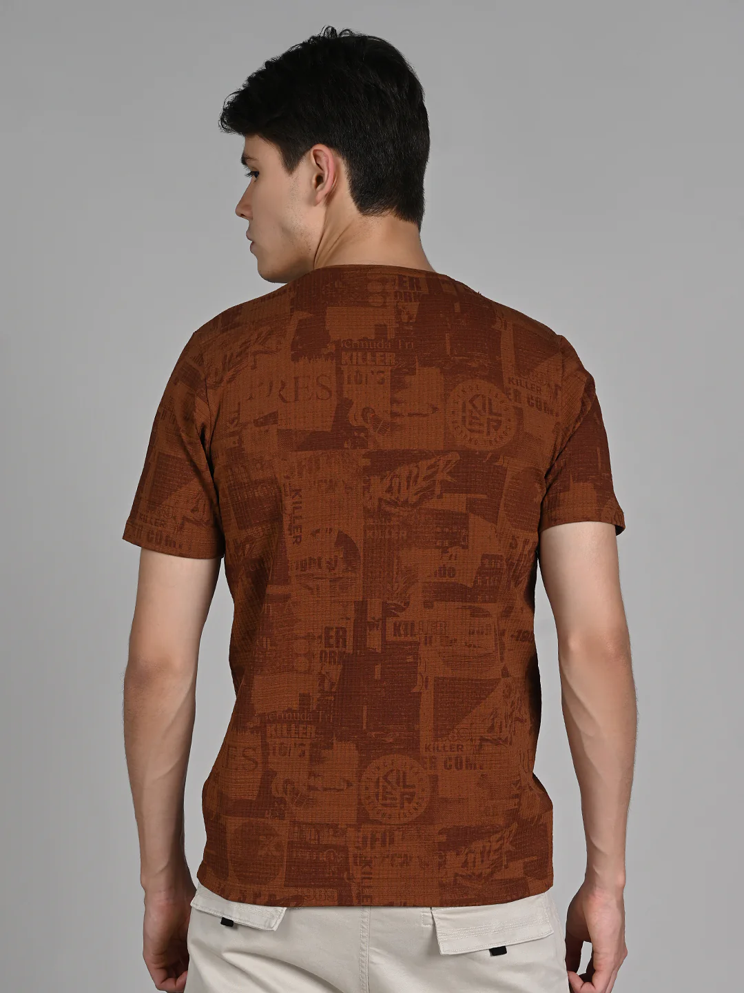Killer Men Brown Printed Slim Fit T-Shirts - Image 7