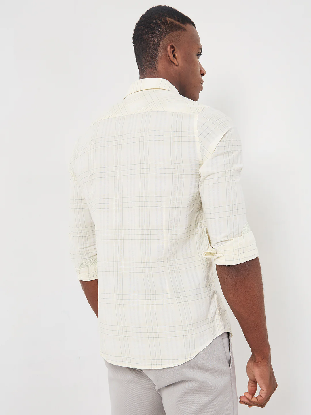 Full sleeves Slim Fit Mint Light Weight Checks Shirt - Image 5