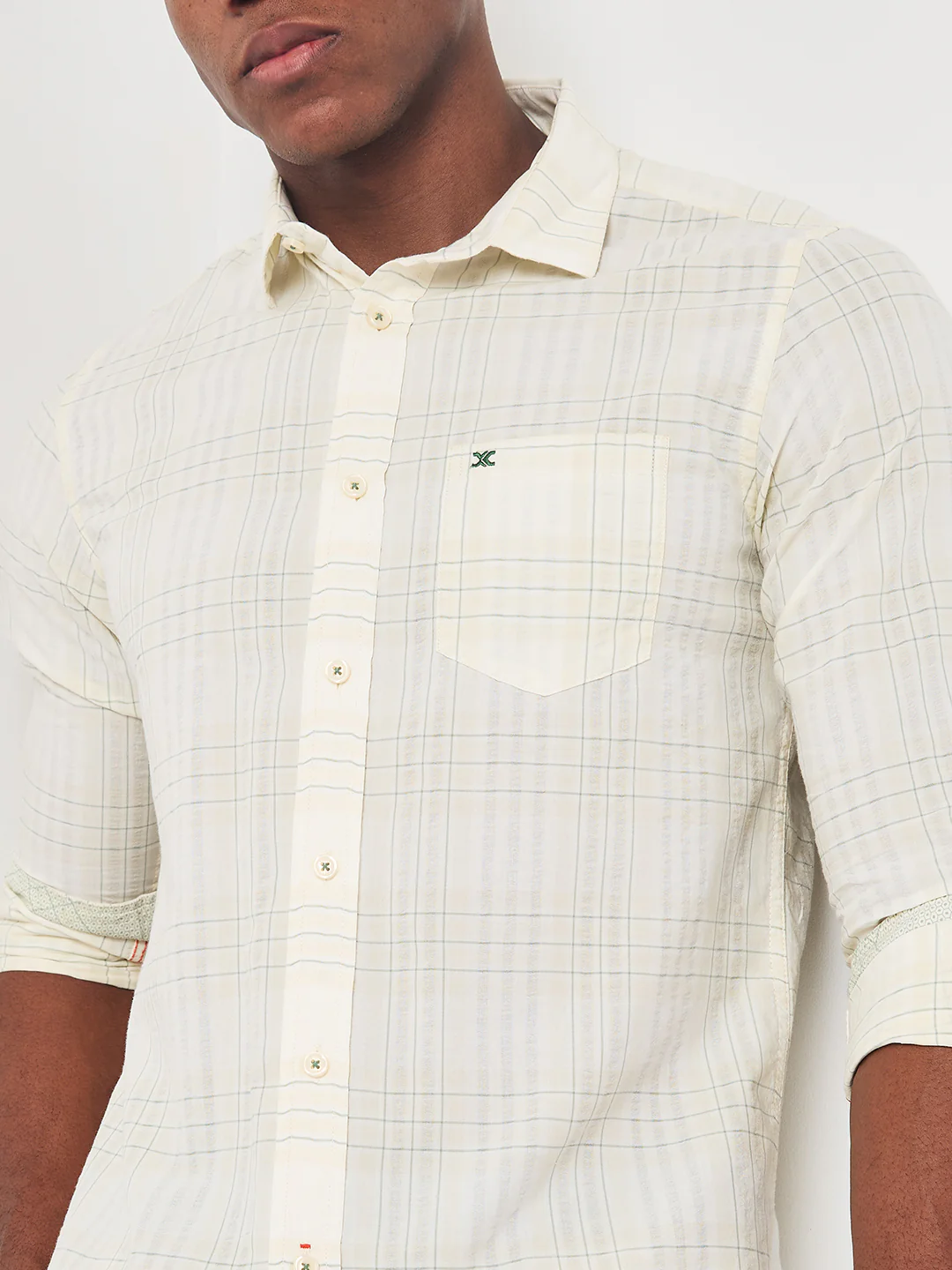 Full sleeves Slim Fit Mint Light Weight Checks Shirt - Image 7