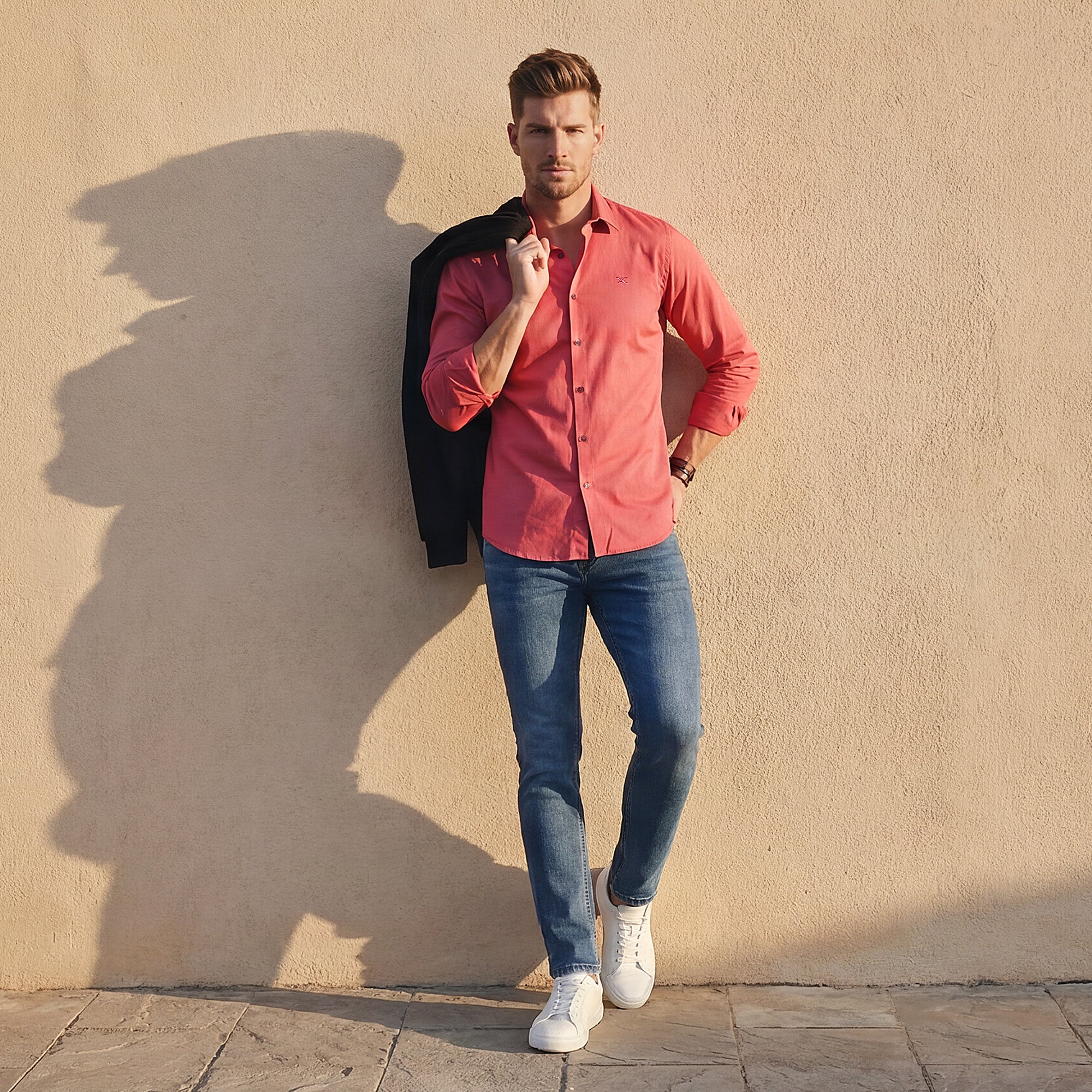 Full sleeves Slim Fit Pastel Corel Premium Satin Solid Shirt